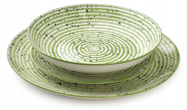 STRIPES GREEN Jídelní sada 18 dílů 27/19/20cm miska 550ml
