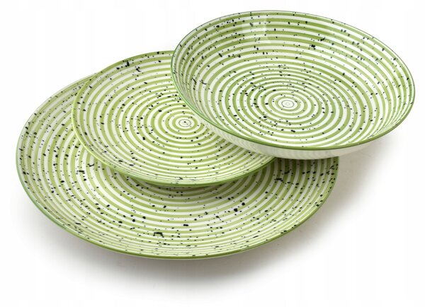 STRIPES GREEN Jídelní sada 18 dílů 27/19/20cm miska 550ml