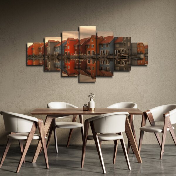 Obraz barevných domečků (210x100 cm)