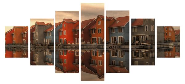 Obraz barevných domečků (210x100 cm)