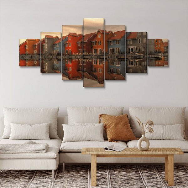 Obraz barevných domečků (210x100 cm)