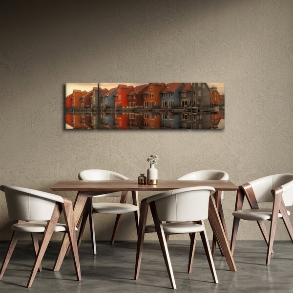 Obraz barevných domečků (170x50 cm)