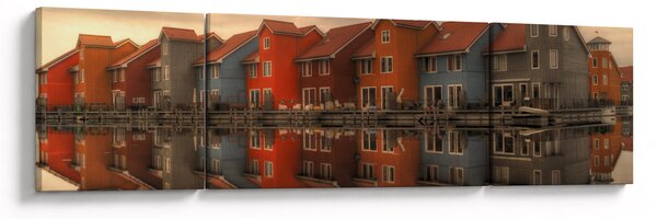 Obraz barevných domečků (170x50 cm)