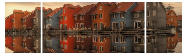 Obraz barevných domečků (170x50 cm)