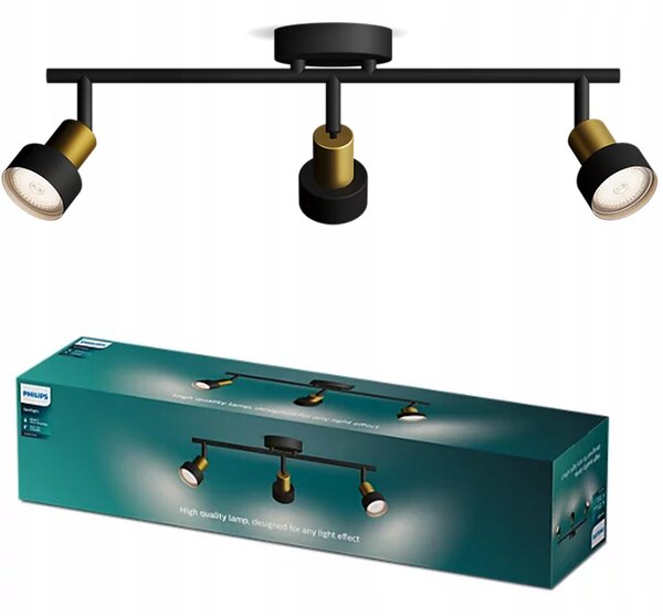 Stropní Svítidlo Reflektor Svítidlo 3x GU10 Černá-Měděná Conduit Philips