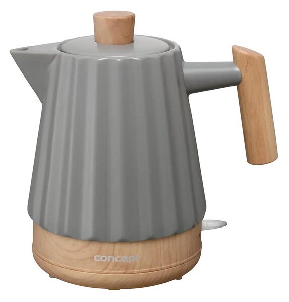 Concept RK0092-Rychlovarná konvice 1,5 l 1500W/230V t. šedá/dekor dřeva/keramika