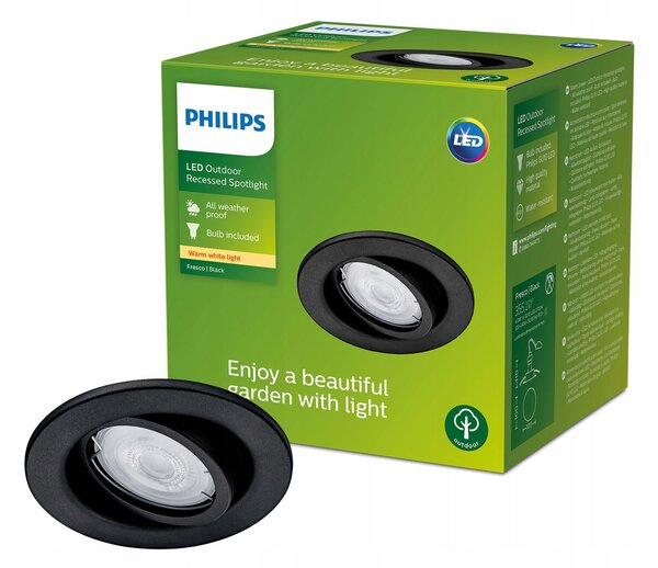Zápustné svítidlo GU10 Černé VODOTĚSNÉ IP65 Fresco Philips
