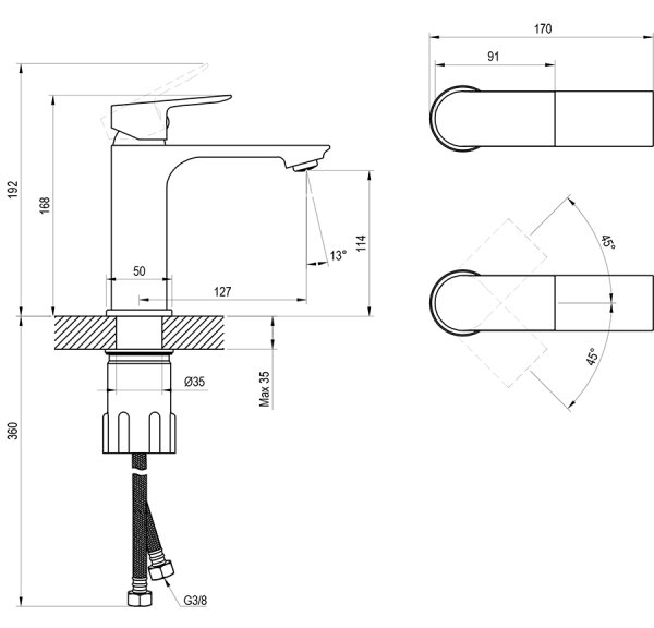 Ravak X070652 - Umyvadlová baterie PLAN 16,8 cm kartáčovaný grafit