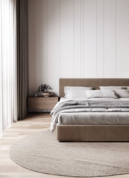 Přírodní kulatý koberec FIR WOOL 160 cm 2600 g/m2 béžová