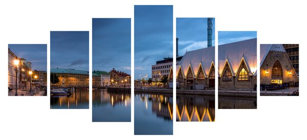 Obraz vodního kanálu - Göteborg (210x100 cm)