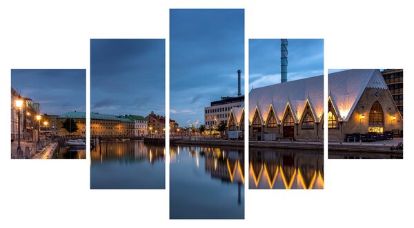 Obraz vodního kanálu - Göteborg (125x70 cm)