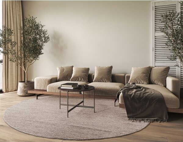 Přírodní kulatý koberec FIR WOOL 160 cm 2600 g/m2 béžová
