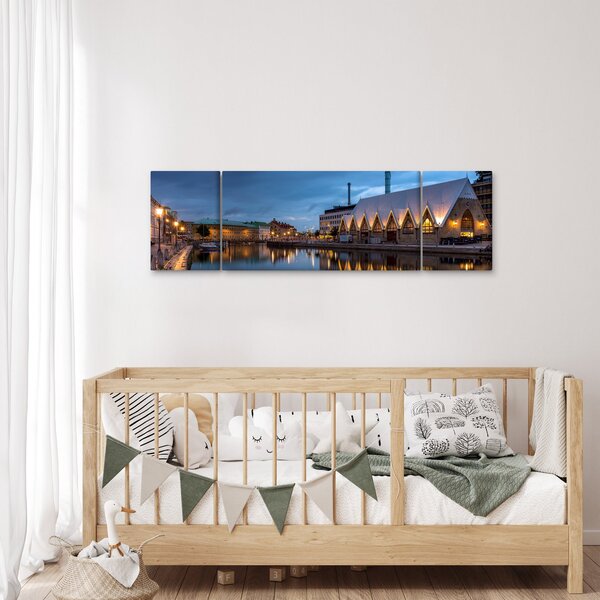 Obraz vodního kanálu - Göteborg (170x50 cm)