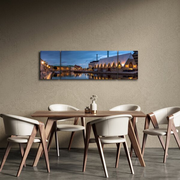 Obraz vodního kanálu - Göteborg (170x50 cm)