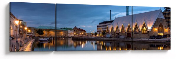 Obraz vodního kanálu - Göteborg (170x50 cm)