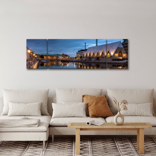 Obraz vodního kanálu - Göteborg (170x50 cm)