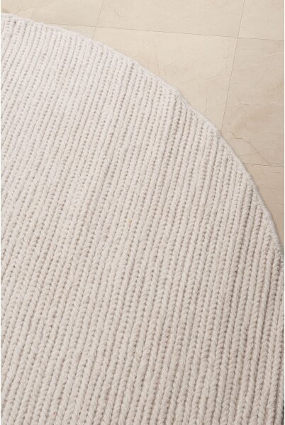 Přírodní kulatý koberec FIR WOOL 160 cm 2600 g/m2 krémová