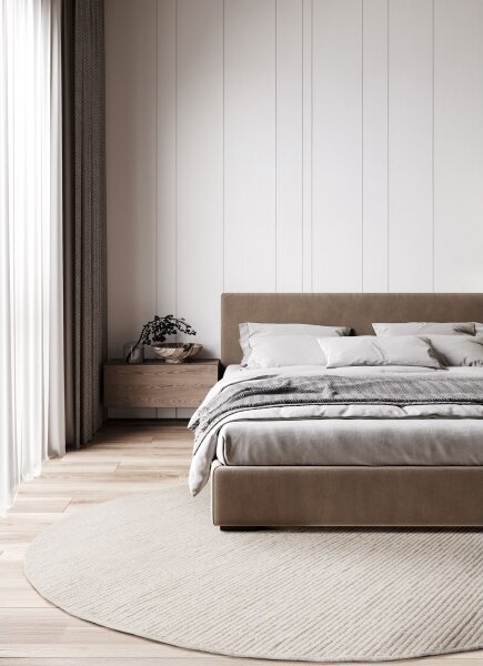 Přírodní kulatý koberec FIR WOOL 160 cm 2600 g/m2 krémová