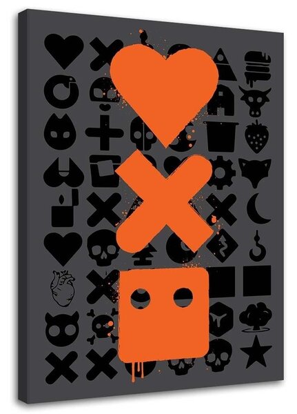 Obraz na plátně Láska Smrt a roboti oranžová loga - Dr.Monekers Rozměry: 40 x 60 cm