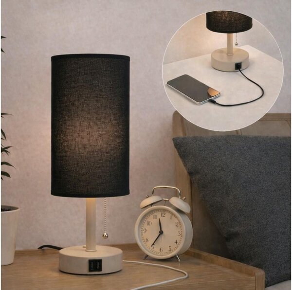 Brilagi - Stolní lampa s USB portem TABLON 1xE27/25W/230V béžová/černá