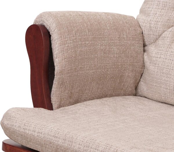Relaxační křeslo HWC-C76, houpací křeslo s podnožkou, potah: tkanina chenille (465 g/m²), barva: krémová, konstrukce: tmavá