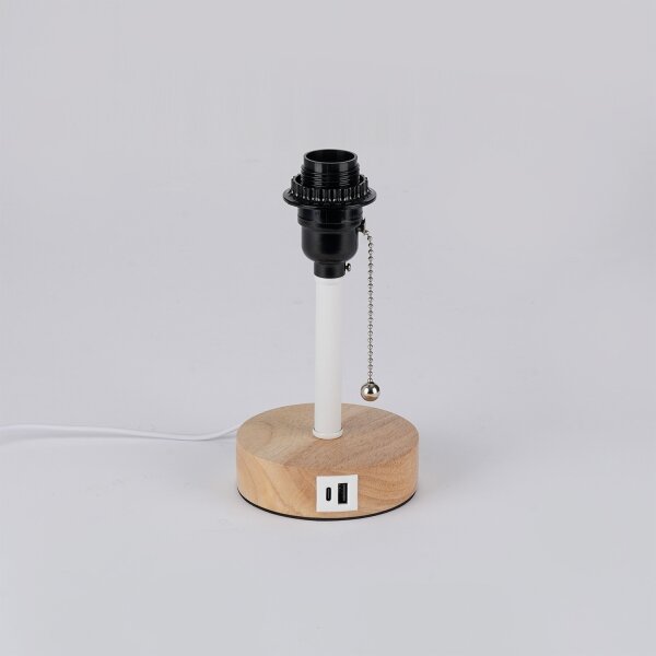 Brilagi - Stolní lampa s USB portem TABLON 1xE27/25W/230V dub/bílá/černá