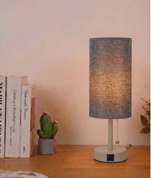 Brilagi - Stolní lampa s USB portem TABLON 1xE27/25W/230V béžová/šedá