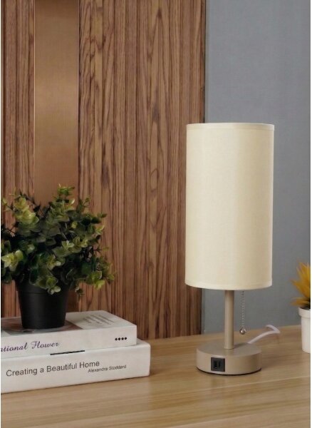 Brilagi - Stolní lampa s USB portem TABLON 1xE27/25W/230V béžová/krémová