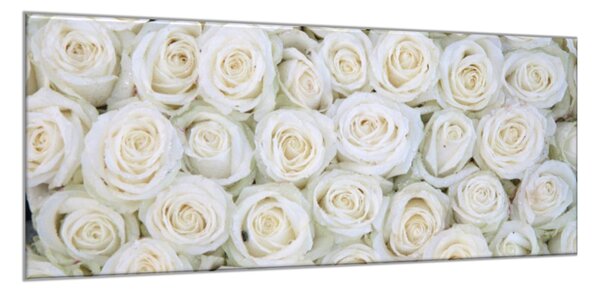 Obraz skleněný květy bílých růží - 50 x 100 cm