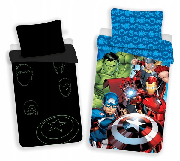 Jerry Fabrics Svítící povlečení Avengers 02 Bavlna 140x200 70x90