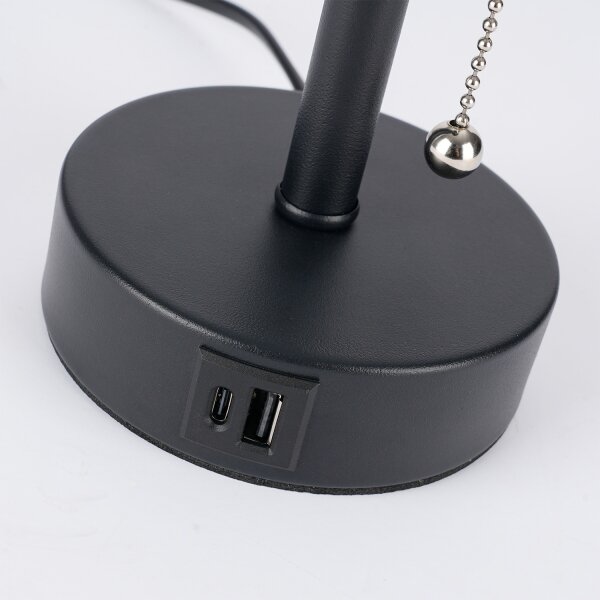 Brilagi - Stolní lampa s USB portem TABLON 1xE27/25W/230V černá/bílá