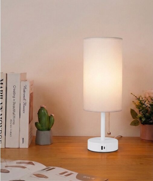 Brilagi - Stolní lampa s USB portem TABLON 1xE27/25W/230V bílá