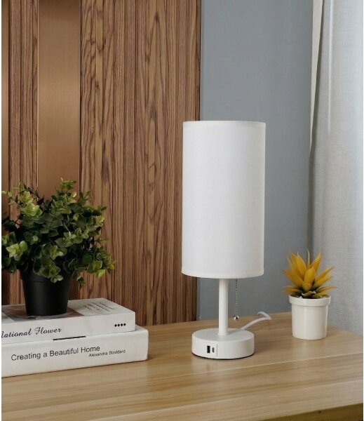 Brilagi - Stolní lampa s USB portem TABLON 1xE27/25W/230V bílá