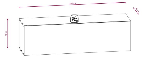 Vivaldi Závěsný TV stolek Vivien 140 cm bílý lesk