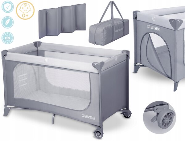 Cestovní postýlka RicoKids 64 x 123,50 cm šedá