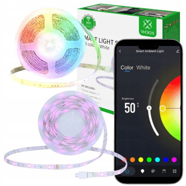 Chytrý LED pásek WiFi 5050 RGBW 24W 5m Woox R5093
