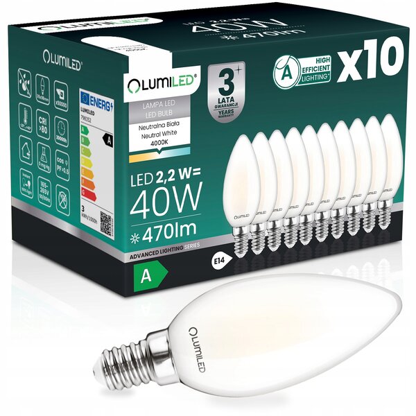 LED žárovka E14 Lumiled 2,2 W 470 lm 4000 K svíčka 10 ks