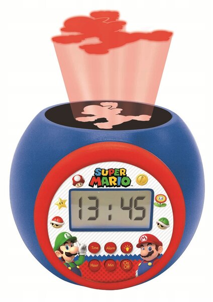 Budík s projektorem a časovačem Super Mario Nintendo