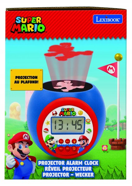 Budík s projektorem a časovačem Super Mario Nintendo