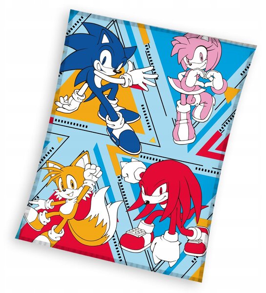 SONIK JEŽEK SONIC DEKA 130x170 CORAL VELKÁ PRO DĚTI PŘEHOZ THE HEDGEHOG