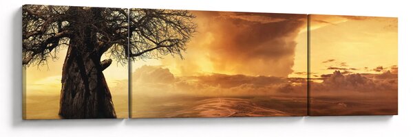 Obraz oranžových mračen (170x50 cm)