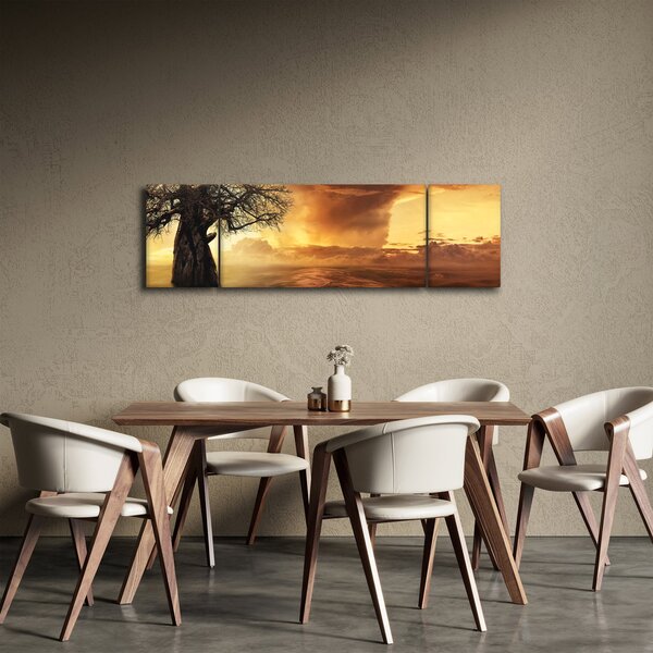Obraz oranžových mračen (170x50 cm)