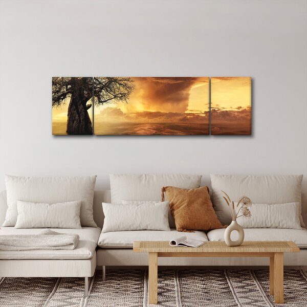 Obraz oranžových mračen (170x50 cm)