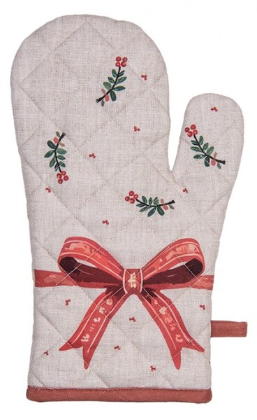 Béžová bavlněná kuchyňská chňapka s tradičním vánočním motivem Traditional Christmas Harmony – 18x30 cm
