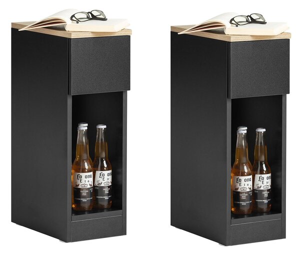 SoBuy FBT111-SCHx2 Noční stolek set 2 ks Rozkládací stolek Odkládací stolek Úzký telefonní stolek Černá 20x60x35cm