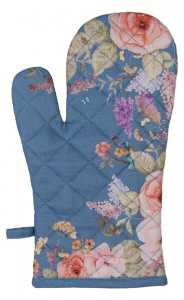 Modrá bavlněná chňapka s květinovým motivem Floral Fiesta – 18x30 cm