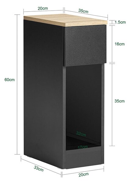 SoBuy FBT111-SCHx2 Noční stolek set 2 ks Rozkládací stolek Odkládací stolek Úzký telefonní stolek Černá 20x60x35cm