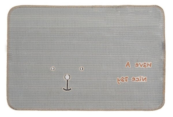 Béžová koupelnová předložka s medvěděm Have a Nice Day – 58x38x1 cm