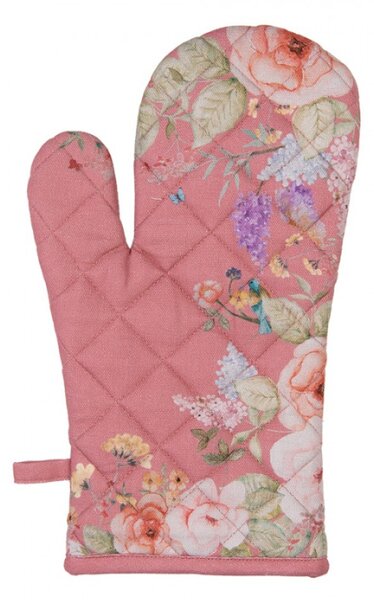 Růžová bavlněná chňapka s květinovým motivem Floral Fiesta – 18x30 cm