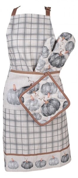Šedo-béžová bavlněná chňapka s dýněmi Country Style Pumpkin – 18x30 cm